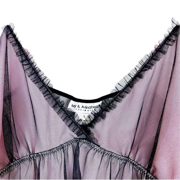 Ivy & Annabelle Pajama Nighties Baby Dolls Black Pink Size L - Picture 5 of 6